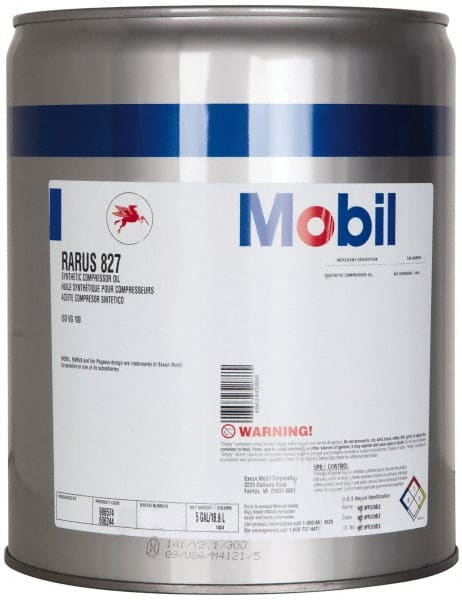 Mobil - 5 Gal Pail, ISO 100, SAE 30, Air Compressor Oil - -20°F to 400°, 10.12 Viscosity (cSt) at 100°C, 107.5 Viscosity (cSt) at 40°C - Exact Tooling