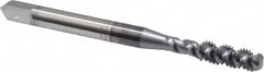 OSG - #10-32 UNF 3 Flute 2B Bottoming Spiral Flute Tap - High Speed Steel, TiCN Finish, 2-3/8" OAL, Right Hand Flute, Right Hand Thread, H3, Series 107 - Exact Tooling