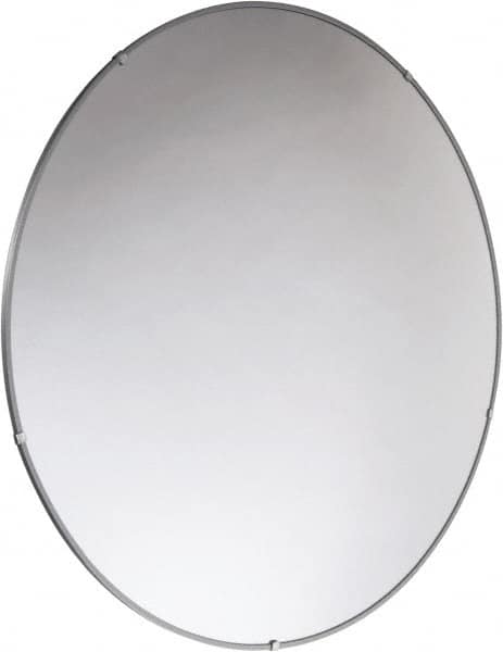 PRO-SAFE - Indoor Round Convex Safety, Traffic & Inspection Mirrors - Acrylic Lens, Laminated Hardboard Backing, 36" Diam x 2-3/8" High, 38' Max Covered Distance - Exact Tooling