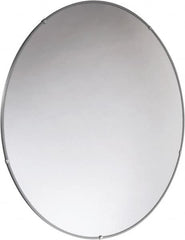 PRO-SAFE - Indoor Round Convex Safety, Traffic & Inspection Mirrors - Acrylic Lens, Laminated Hardboard Backing, 36" Diam x 2-3/8" High, 38' Max Covered Distance - Exact Tooling