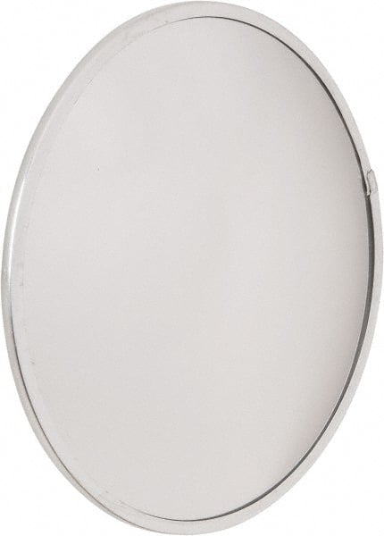 PRO-SAFE - Outdoor Round Convex Safety, Traffic & Inspection Mirrors - Acrylic Lens, Laminated Hardboard Backing, 13" Diam x 1-1/8" High, 15' Max Covered Distance - Exact Tooling