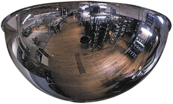 PRO-SAFE - Indoor & Outdoor Full Dome Dome Safety, Traffic & Inspection Mirrors - Acrylic Lens, Fiberboard Backing, 32" Diam x 13-7/8" High, 34' Max Covered Distance - Exact Tooling