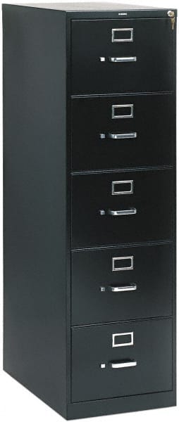Hon - 26" Wide x 60" High x 26-1/2" Deep, 5 Drawer Vertical File with Lock - Steel, Black - Exact Tooling