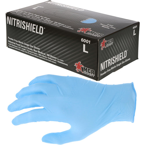 Durashield Gloves - 4 mil Nitrile Industry Standard Food Grade - Textured - Powder Free - Box of 100 - Size Medium - Exact Tooling