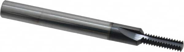 Scientific Cutting Tools - 1/4-28 Thread, 1/4" Shank Diam, AlTiN+ Coating, Solid Carbide Straight Flute Thread Mill - 3 Flutes, 2-1/2" OAL, 1/4" Min Noml Diameter - Exact Tooling