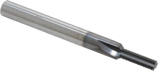 Scientific Cutting Tools - 1/4-40 Thread, 1/4" Shank Diam, TiAlN Coating, Solid Carbide Straight Flute Thread Mill - 3 Flutes, 2-1/2" OAL, 1/4" Min Noml Diameter - Exact Tooling