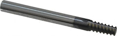 Scientific Cutting Tools - 1/16-27, 1/8-27 Thread, 1/4" Shank Diam, TiN Coating, Solid Carbide Straight Flute Thread Mill - 4 Flutes, 2-1/2" OAL, 1/16" Min Noml Diameter - Exact Tooling