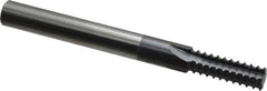 Scientific Cutting Tools - 3/8-32 Thread, 1/4" Shank Diam, TiN Coating, Solid Carbide Straight Flute Thread Mill - 4 Flutes, 2-1/2" OAL, 3/8" Min Noml Diameter - Exact Tooling