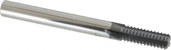 Scientific Cutting Tools - 3/8-40 Thread, 1/4" Shank Diam, TiN Coating, Solid Carbide Straight Flute Thread Mill - 4 Flutes, 2-1/2" OAL, 3/8" Min Noml Diameter - Exact Tooling