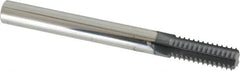 Scientific Cutting Tools - 3/8-40 Thread, 1/4" Shank Diam, TiN Coating, Solid Carbide Straight Flute Thread Mill - 4 Flutes, 2-1/2" OAL, 3/8" Min Noml Diameter - Exact Tooling