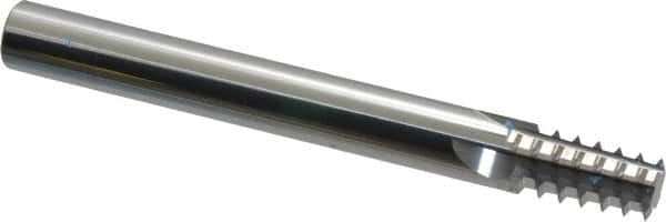Scientific Cutting Tools - 1/4-18, 3/8-18 Thread, 3/8" Shank Diam, Bright Coating, Solid Carbide Straight Flute Thread Mill - 4 Flutes, 3-1/2" OAL, 1/4" Min Noml Diameter - Exact Tooling