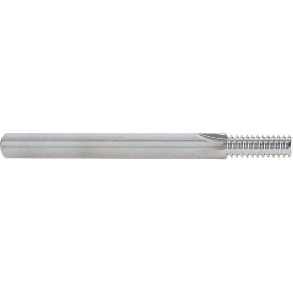 Scientific Cutting Tools - 3/8-16 Thread, 5/16" Shank Diam, Bright Coating, Solid Carbide Straight Flute Thread Mill - 4 Flutes, 3-1/2" OAL, 3/8" Min Noml Diameter - Exact Tooling