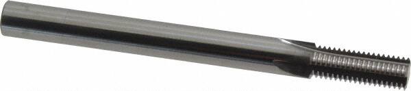 Scientific Cutting Tools - 3/8-24 Thread, 5/16" Shank Diam, Bright Coating, Solid Carbide Straight Flute Thread Mill - 4 Flutes, 3-1/2" OAL, 3/8" Min Noml Diameter - Exact Tooling