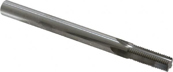 Scientific Cutting Tools - 3/8-27 Thread, 5/16" Shank Diam, Bright Coating, Solid Carbide Straight Flute Thread Mill - 4 Flutes, 3-1/2" OAL, 3/8" Min Noml Diameter - Exact Tooling