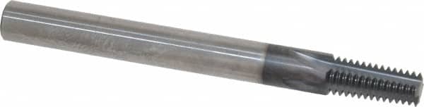 Scientific Cutting Tools - 1/16-27, 1/8-27 Thread, 1/4" Shank Diam, TiAlN Coating, Solid Carbide Straight Flute Thread Mill - 4 Flutes, 2-1/2" OAL, 1/16" Min Noml Diameter - Exact Tooling