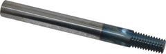 Scientific Cutting Tools - 1/4-18, 3/8-18 Thread, 3/8" Shank Diam, TiAlN Coating, Solid Carbide Straight Flute Thread Mill - 4 Flutes, 3-1/2" OAL, 1/4" Min Noml Diameter - Exact Tooling