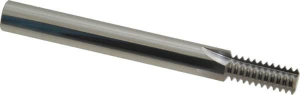 Scientific Cutting Tools - 7/16-14 Thread, 3/8" Shank Diam, Bright Coating, Solid Carbide Straight Flute Thread Mill - 4 Flutes, 3-1/2" OAL, 7/16" Min Noml Diameter - Exact Tooling