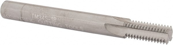 Scientific Cutting Tools - 7/16-18 Thread, 3/8" Shank Diam, Bright Coating, Solid Carbide Straight Flute Thread Mill - 4 Flutes, 3-1/2" OAL, 7/16" Min Noml Diameter - Exact Tooling