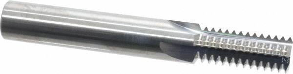 Scientific Cutting Tools - 9/16-12 Thread, 1/2" Shank Diam, Bright Coating, Solid Carbide Straight Flute Thread Mill - 4 Flutes, 3-1/2" OAL, 9/16" Min Noml Diameter - Exact Tooling