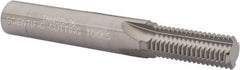 Scientific Cutting Tools - 9/16-16 Thread, 1/2" Shank Diam, Bright Coating, Solid Carbide Straight Flute Thread Mill - 4 Flutes, 3-1/2" OAL, 9/16" Min Noml Diameter - Exact Tooling