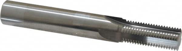 Scientific Cutting Tools - 9/16-20 Thread, 1/2" Shank Diam, Bright Coating, Solid Carbide Straight Flute Thread Mill - 4 Flutes, 3-1/2" OAL, 9/16" Min Noml Diameter - Exact Tooling