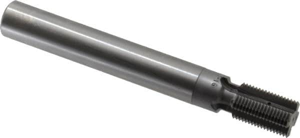Scientific Cutting Tools - 1-16 Thread, 3/4" Shank Diam, Bright Coating, Solid Carbide Straight Flute Thread Mill - 4 Flutes, 6" OAL, 1" Min Noml Diameter - Exact Tooling