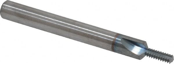 Scientific Cutting Tools - #10-32 Thread, 1/4" Shank Diam, TiCN Coating, Powdered Metal Straight Flute Thread Mill - 3 Flutes, 2-1/2" OAL, #10 Min Noml Diameter - Exact Tooling