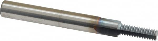 Scientific Cutting Tools - 1/4-28 Thread, 1/4" Shank Diam, TiCN Coating, Powdered Metal Straight Flute Thread Mill - 3 Flutes, 2-1/2" OAL, 1/4" Min Noml Diameter - Exact Tooling