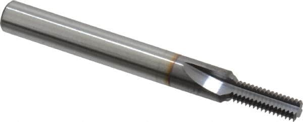 Scientific Cutting Tools - 1/4-32 Thread, 1/4" Shank Diam, TiCN Coating, Powdered Metal Straight Flute Thread Mill - 3 Flutes, 2-1/2" OAL, 1/4" Min Noml Diameter - Exact Tooling