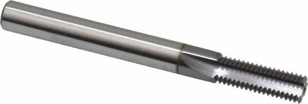 Scientific Cutting Tools - 5/16-28 Thread, 1/4" Shank Diam, TiCN Coating, Powdered Metal Straight Flute Thread Mill - 3 Flutes, 2-1/2" OAL, 5/16" Min Noml Diameter - Exact Tooling