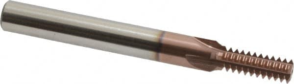 Scientific Cutting Tools - 7/16-14 Thread, 3/8" Shank Diam, TiCN Coating, Powdered Metal Straight Flute Thread Mill - 4 Flutes, 3-1/2" OAL, 7/16" Min Noml Diameter - Exact Tooling