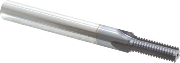 Scientific Cutting Tools - 3/8-20 Thread, 3/8" Shank Diam, TiCN Coating, Powdered Metal Straight Flute Thread Mill - 4 Flutes, 3-1/2" OAL, 3/8" Min Noml Diameter - Exact Tooling