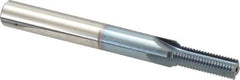 Scientific Cutting Tools - 3/8-24 Thread, 3/8" Shank Diam, TiCN Coating, Powdered Metal Straight Flute Thread Mill - 4 Flutes, 3-1/2" OAL, 3/8" Min Noml Diameter - Exact Tooling