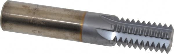 Scientific Cutting Tools - 1-8 Thread, 3/4" Shank Diam, TiCN Coating, Powdered Metal Straight Flute Thread Mill - 6 Flutes, 4" OAL, 1" Min Noml Diameter - Exact Tooling