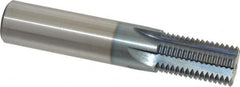 Scientific Cutting Tools - 1-12 Thread, 3/4" Shank Diam, TiCN Coating, Powdered Metal Straight Flute Thread Mill - 6 Flutes, 4" OAL, 1" Min Noml Diameter - Exact Tooling
