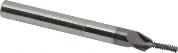 Scientific Cutting Tools - #8-32 UNC, 0.11" Cutting Diam, 3 Flute, Solid Carbide Helical Flute Thread Mill - Internal Thread, 5/16" LOC, 2-1/2" OAL, 1/4" Shank Diam - Exact Tooling