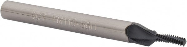 Scientific Cutting Tools - #8-36 UNF, 0.11" Cutting Diam, 3 Flute, Solid Carbide Helical Flute Thread Mill - Internal Thread, 5/16" LOC, 2-1/2" OAL, 1/4" Shank Diam - Exact Tooling