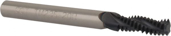 Scientific Cutting Tools - 5/16-20 UN, 0.235" Cutting Diam, 3 Flute, Solid Carbide Helical Flute Thread Mill - Internal/External Thread, 0.67" LOC, 2-1/2" OAL, 1/4" Shank Diam - Exact Tooling