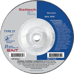 Sait - 7" Wheel Diam, 1/4" Wheel Thickness, Type 27 Depressed Center Wheel - Ceramic, Resinoid Bond, 8,500 Max RPM, Compatible with Angle Grinder - Exact Tooling