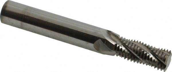 Scientific Cutting Tools - 9/16-16 UN, 0.45" Cutting Diam, 4 Flute, Solid Carbide Helical Flute Thread Mill - Internal/External Thread, 1.088" LOC, 3-1/2" OAL, 1/2" Shank Diam - Exact Tooling