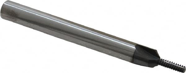 Scientific Cutting Tools - M4x0.70 Thread, 1/4" Shank Diam, TiN Coating, Solid Carbide Straight Flute Thread Mill - 3 Flutes, 2-1/2" OAL, M4 Min Noml Diamter - Exact Tooling