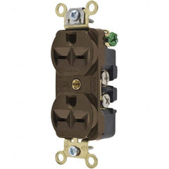 Hubbell Wiring Device-Kellems - 250 VAC 15A NEMA 6-15R Industrial Grade Brown Straight Blade Duplex Receptacle - Exact Tooling