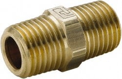 Parker - 3/4 Male Thread, Brass Industrial Pipe Hex Nipple - MBSPT, 1,000 psi - Exact Tooling