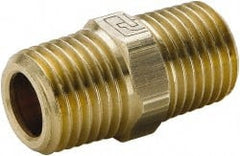 Parker - 3/4 Male Thread, Brass Industrial Pipe Hex Nipple - MBSPT, 1,000 psi - Exact Tooling