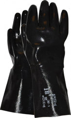 Ansell - Size XL (10), 14" Long, 80 mil Thick, Supported, Neoprene Chemical Resistant Gloves - Smooth Finish, Fleece/Jersey Lined, Gauntlet Cuff, ANSI Abrasion Level 3, ANSI Cut Level 2, Black - Exact Tooling