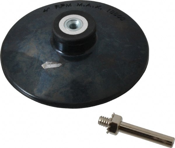 Value Collection - 4" Diam Quick-Change Type R Disc Backing Pad - 1/4" Shank Diam, Medium Density, 10,000 RPM - Exact Tooling