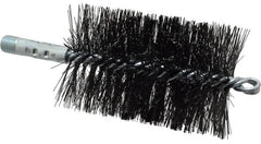 Schaefer Brush - 4-1/2" Brush Length, 3" Diam, Double Stem, Double Spiral Tube Brush - 7-1/2" Long, Tempered Steel Wire, 1/4" NPT Male Connection - Exact Tooling