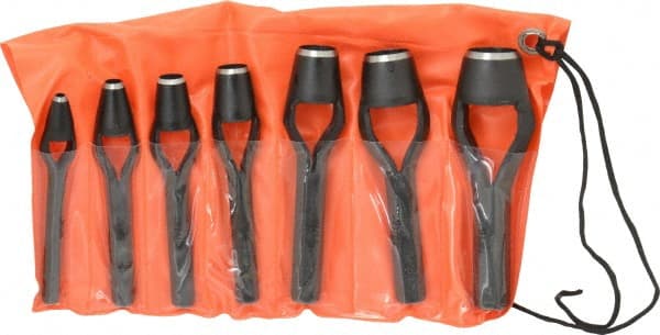 Value Collection - 7 Piece, 3/16 to 15/16", Arch Punch Set - Comes in Vinyl Roll - Exact Tooling