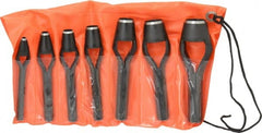 Value Collection - 7 Piece, 3/16 to 15/16", Arch Punch Set - Comes in Vinyl Roll - Exact Tooling