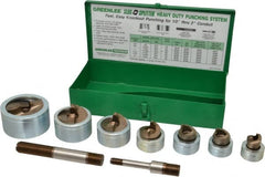 Greenlee - 17 Piece, 2" Punch Hole Diam, Hydraulic Knockout Set - Round Punch, 10 Gage Mild Steel - Exact Tooling